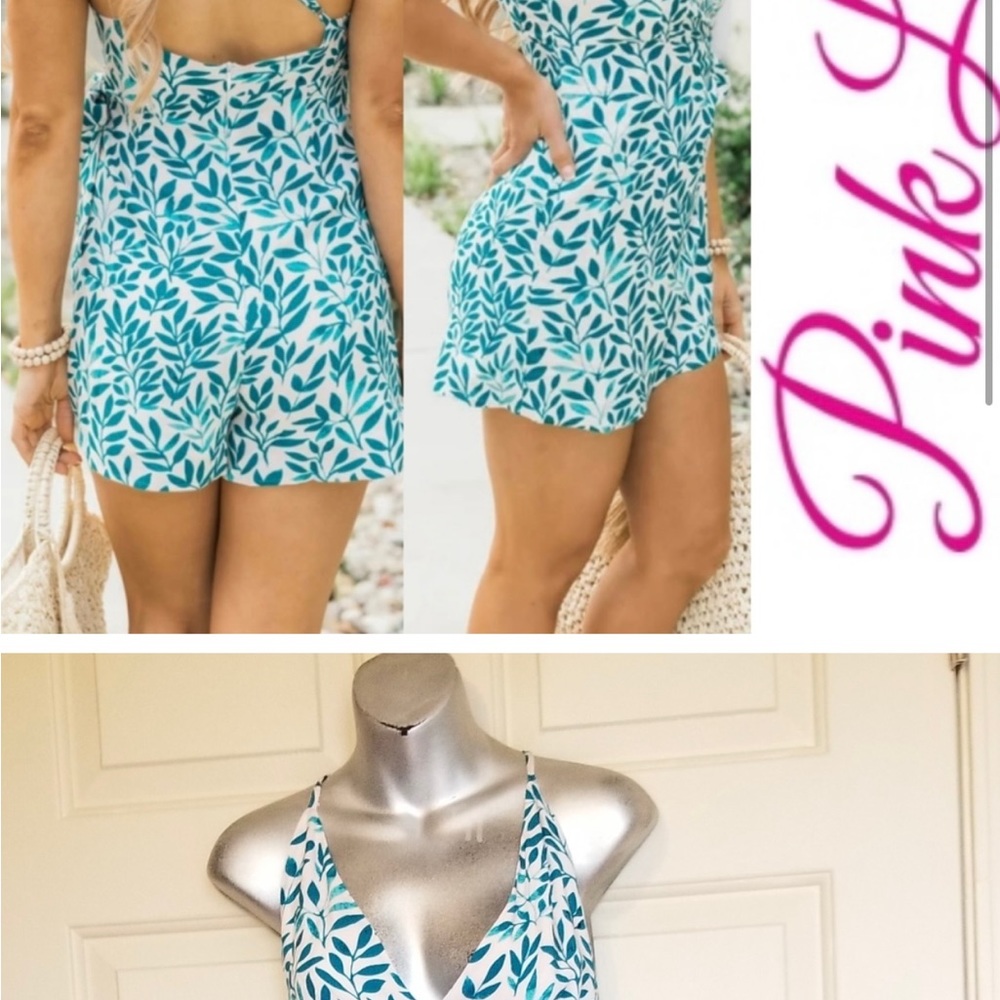 COMPLIMENTS ALL DAY TEAL FLORAL ROMPER - Picture 2 of 2